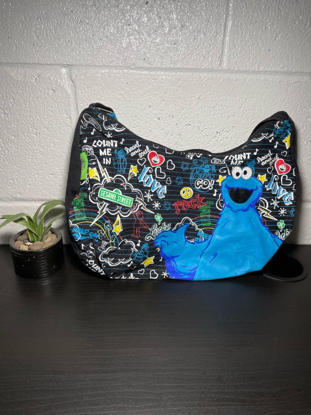 Cookie Monster Sesame Street Shoulder Bag - Blue & Black